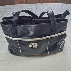 GIANI BERNINI SHOULDER BAG HANDBAG PURSE LEATHER BLACK WHITE